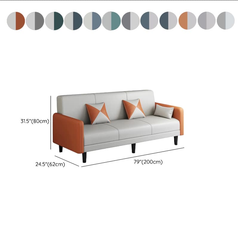 Convertible Sofa in Gray/Cerulean/Off-White with Armrest and 3 Pillows - image 30