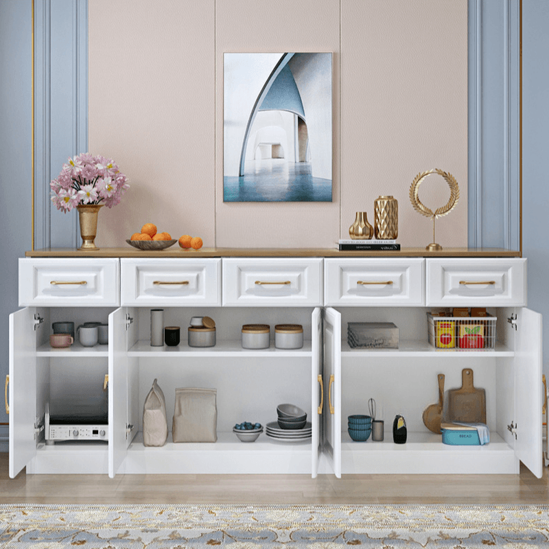 Standard/Narrow Sideboard in Timber with Drawers, 5 Doors/3 Doors/2 Doors, 2 Shelves/3 Shelves/One Internal Shelf and 5 Drawers/4 Drawers/3 Drawers in a Trendy Style - image 8