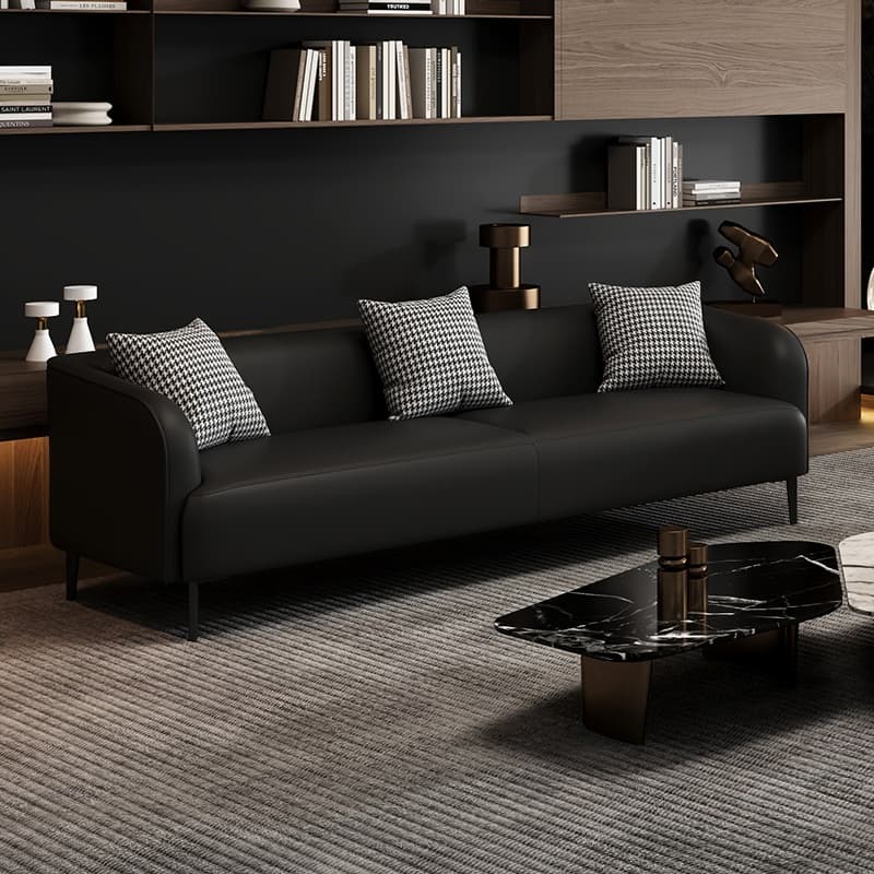 Drawing Room Standard Sofa in Pu Leather with Dark Gray/Sage/Amber Color and Armrest
