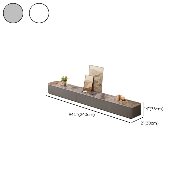 Trendy Grey/White Stone TV Stand with Multiple Drawers and Cable Management - image 11