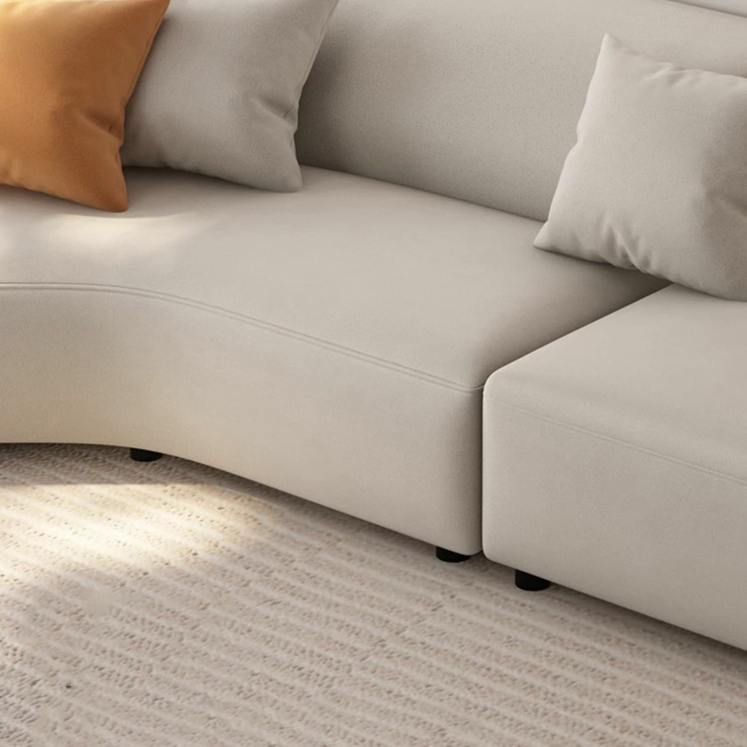 Modern Beige Sectional Sofa with Flared Arms and Cushion Back Design - image 6