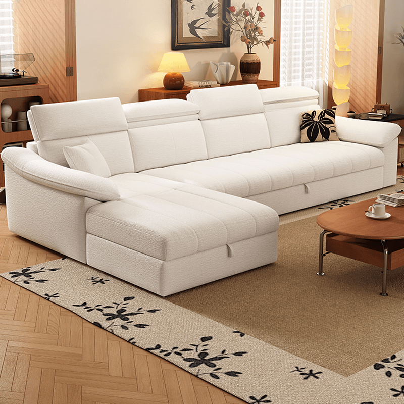 Straight 7 Person Sofa Recliner with Under-seat-storage in Horizontal Orientation