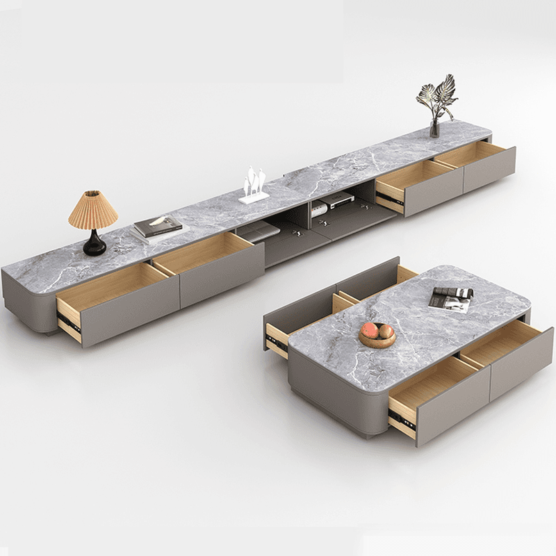 Casual Stone TV Stand with 4-Drawer/2 Drawers, 2 Cabinets, and Cable Management - image 8
