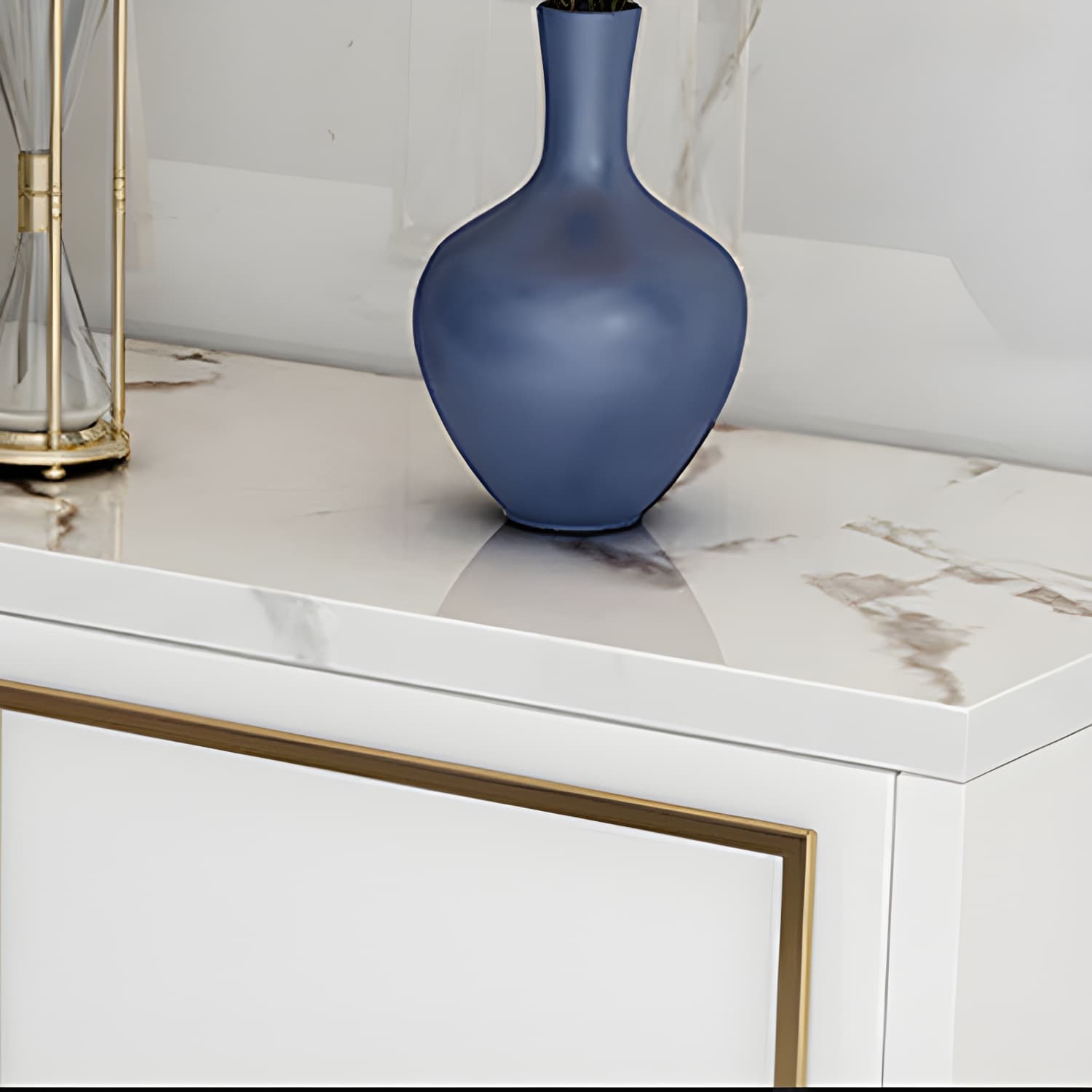 Enclosed Storage Media Console Glass TV Stand Console with Drawers - image 7