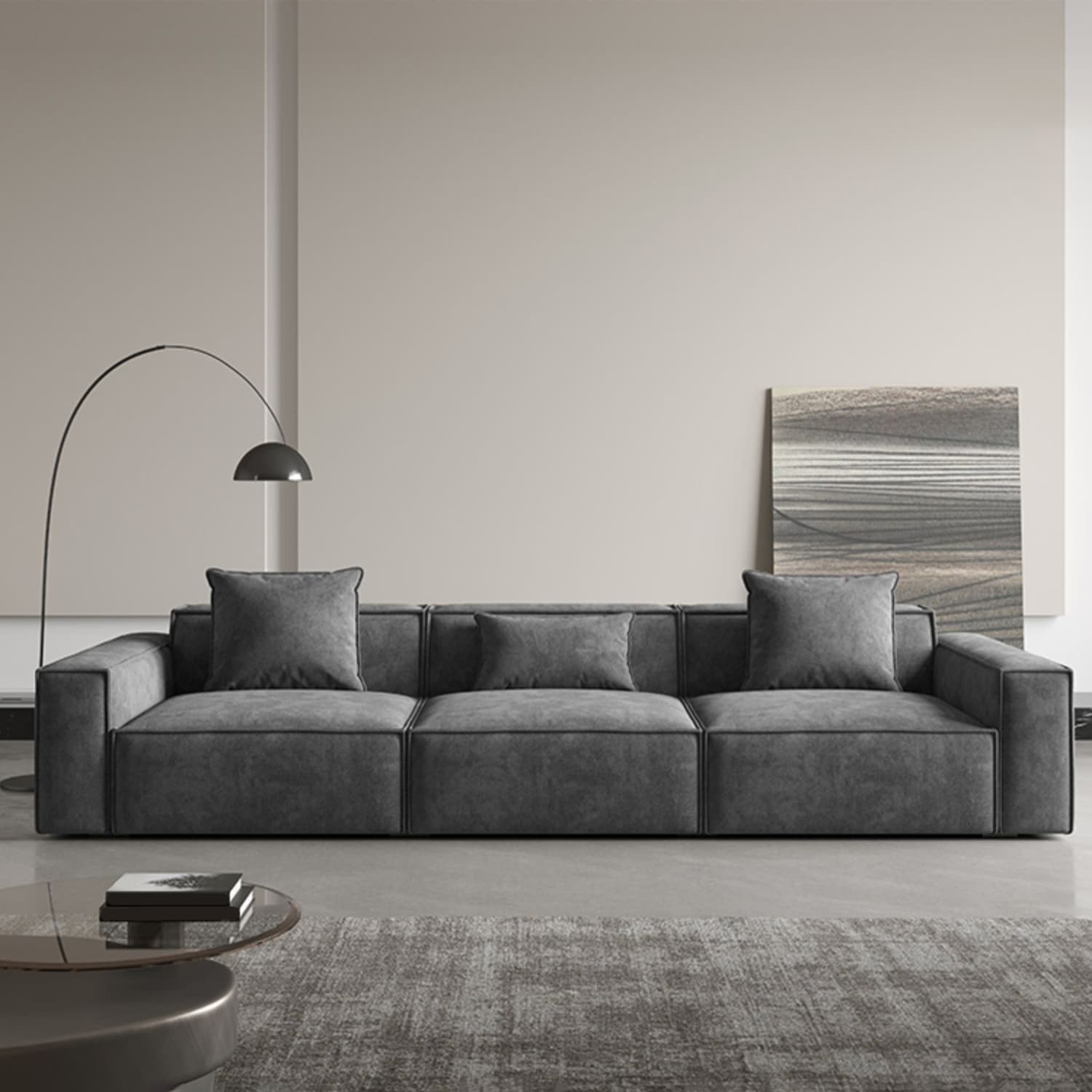 Modern Gray Square Arm Sectional Sofa Upholstered in Polyester Blend - image 14