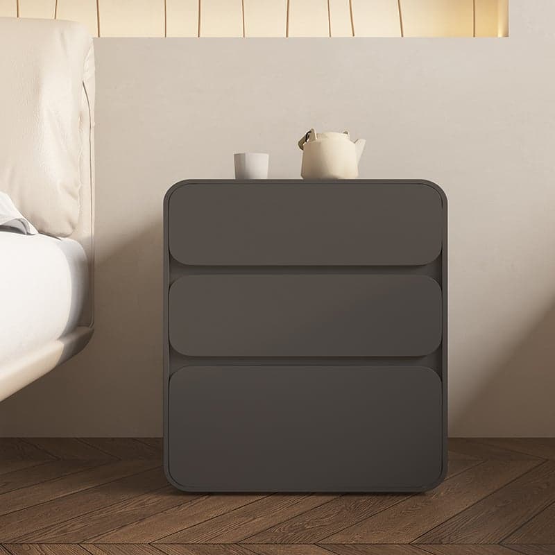 Organic Modern Coffee Pu Leather Nightstand With Drawer Organization, 1 Piece - image 3