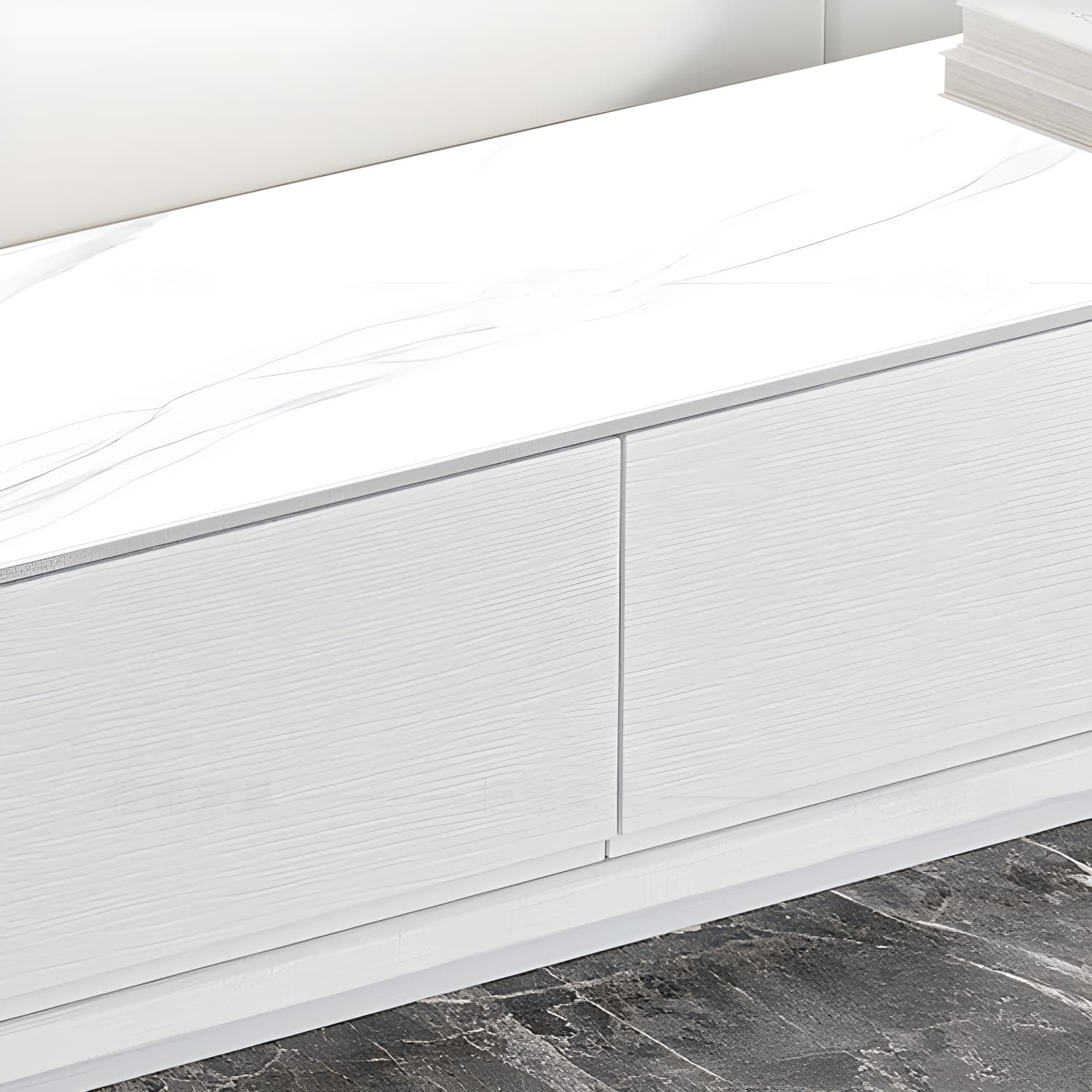 White Wood TV Stand Modernism TV Stand With Drawers for living Room - image 10