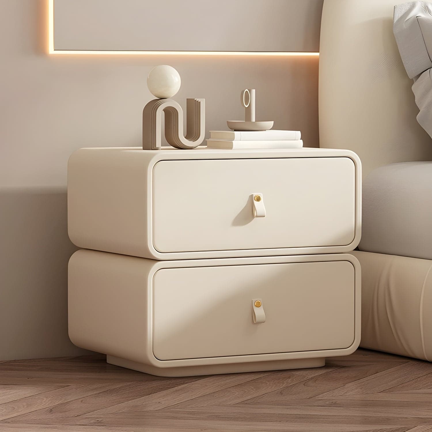 Modern Wood Drawer Storage Nightstand with 2 Drawers - Small Size - image 8