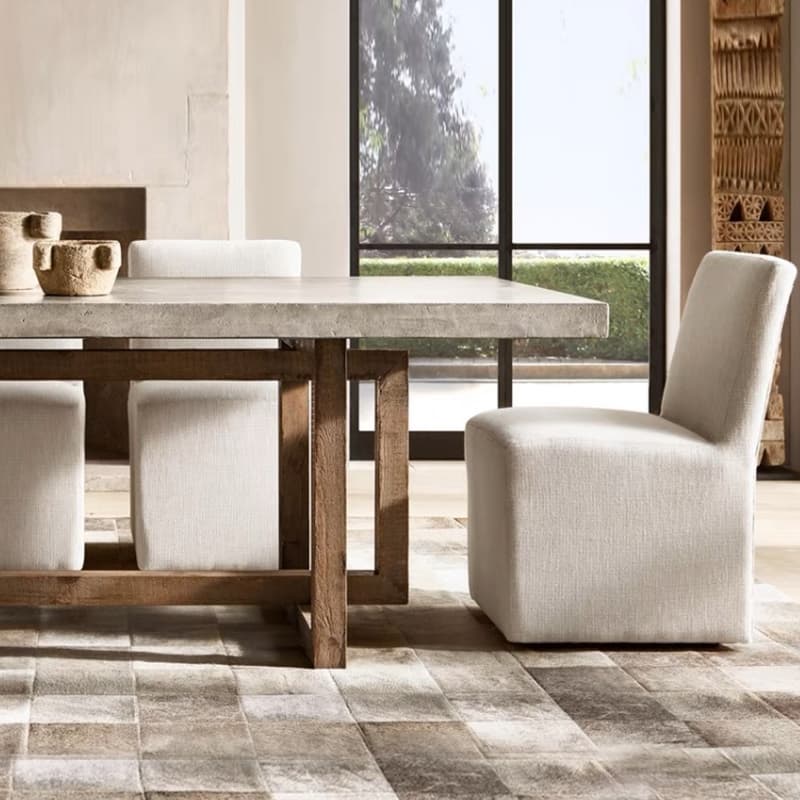 Rectangular Standard Table Height Fixed Dining Table in Wood Scoring for 8/for 6/4 People with a Wooden Tabletop in a Trendy Style - image 3