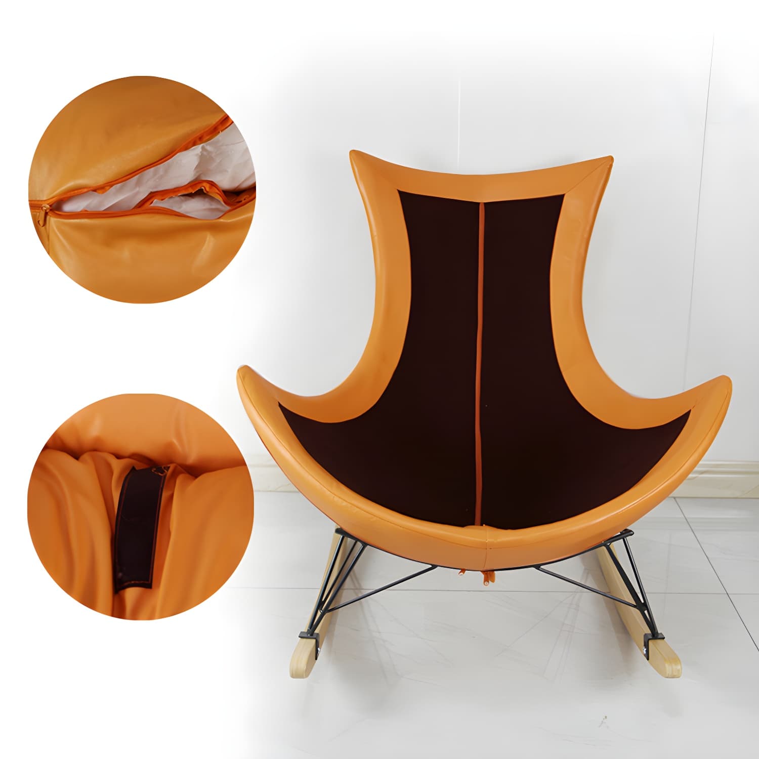 Modern Glider Chair Upholstered Removable Cushions Rocking Chair with Dark Legs - image 18