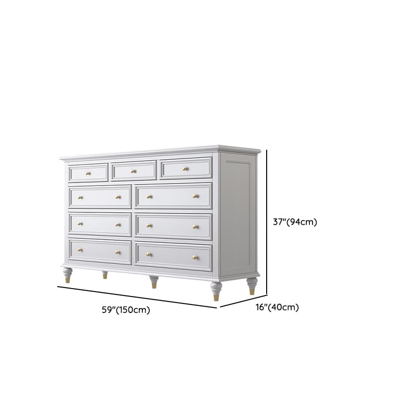 White Simplistic Solid+Composite Wood Double Dresser/Lingerie Chest with 9/8/4 Drawers Horizontal/Vertical - image 11