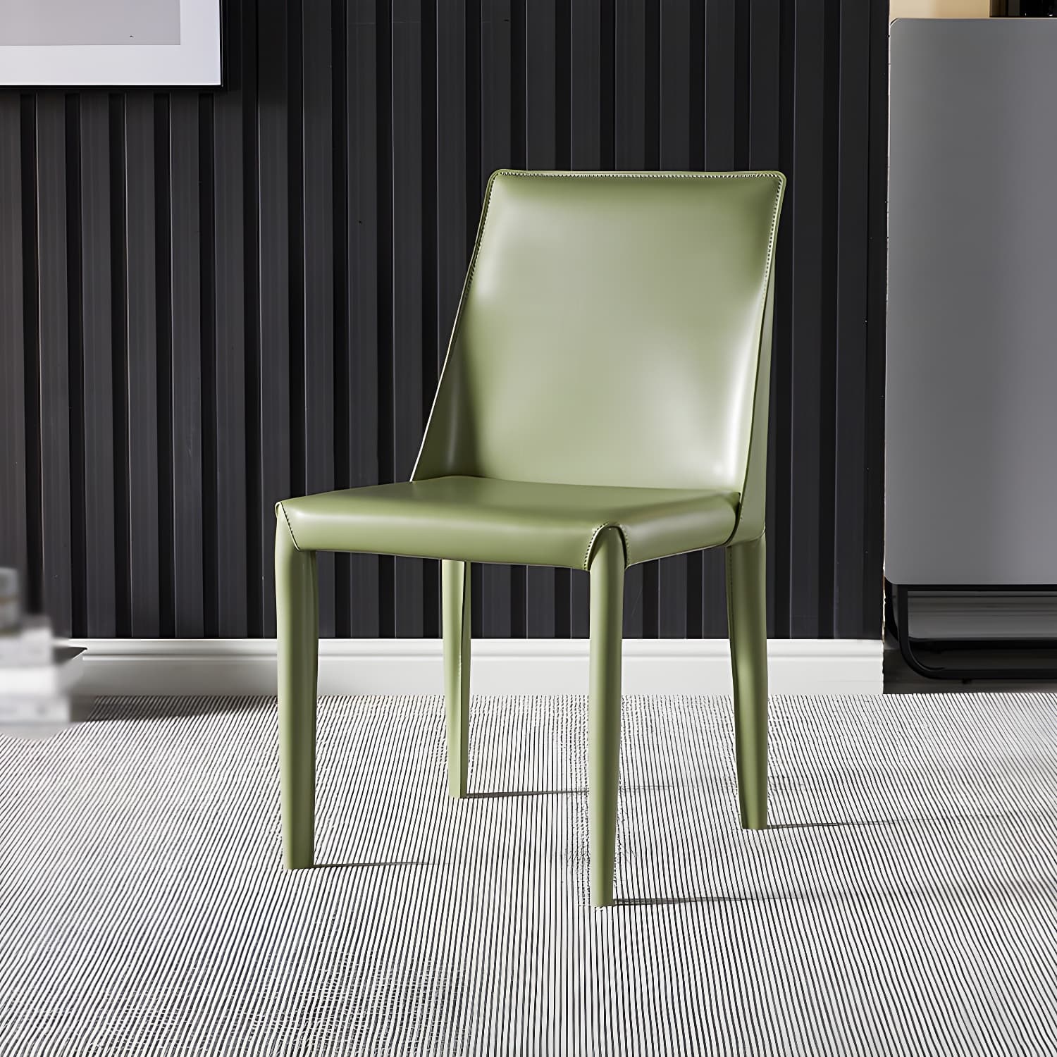 Designer Style Restaurant Saddle Leather Side Chair Matte Finish Parsons Dining Chair - image 4