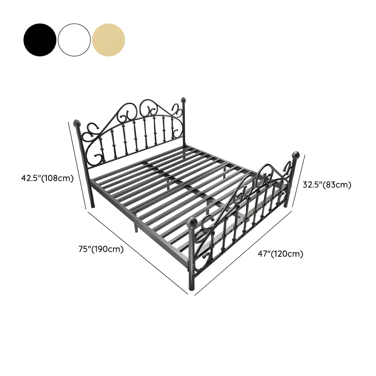 Industrial Style Metal Standard Bed Indoor with Headboard and Tail - image 9