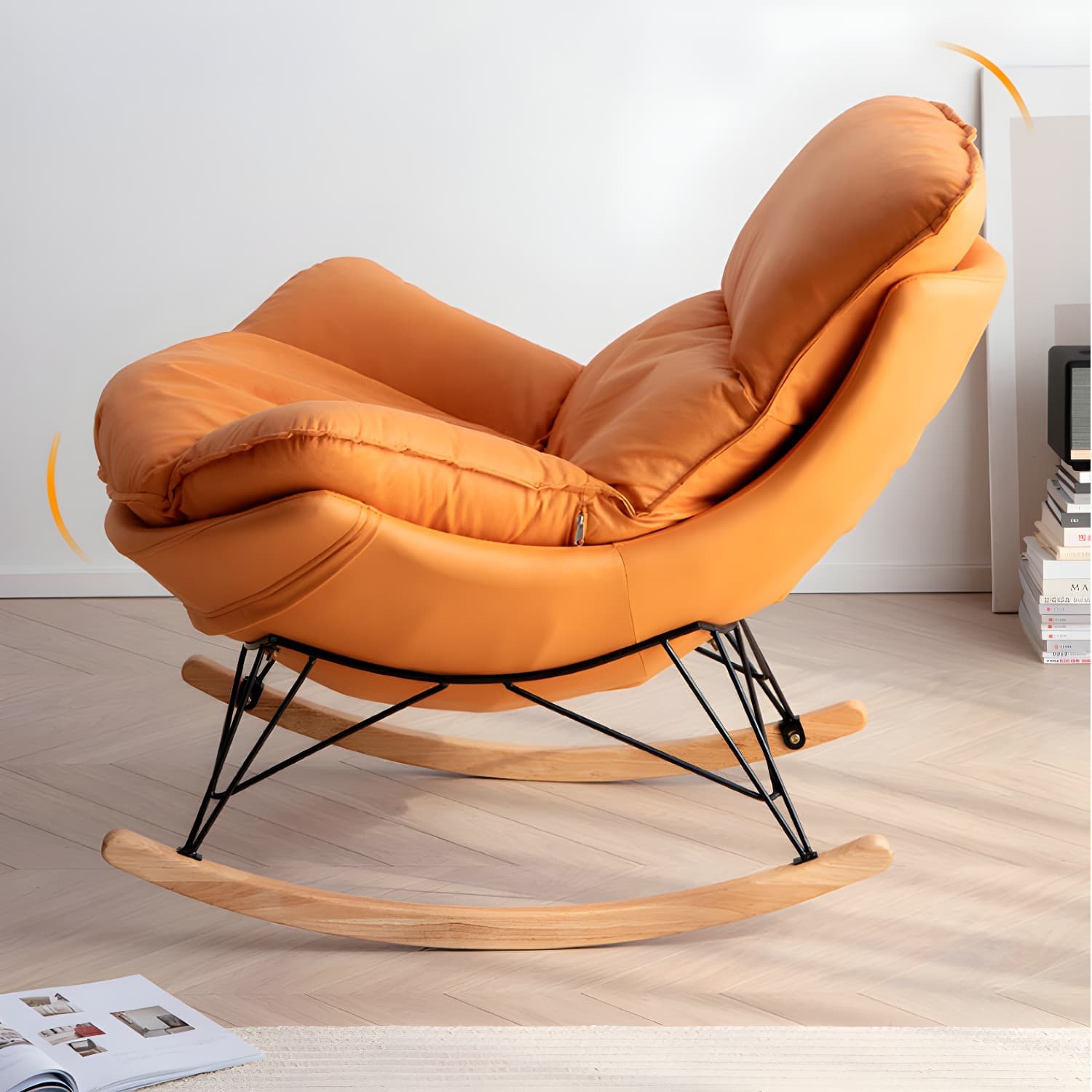 Modern Rocker Chair Upholstered with Dark legs Glider for Living Room - image 13