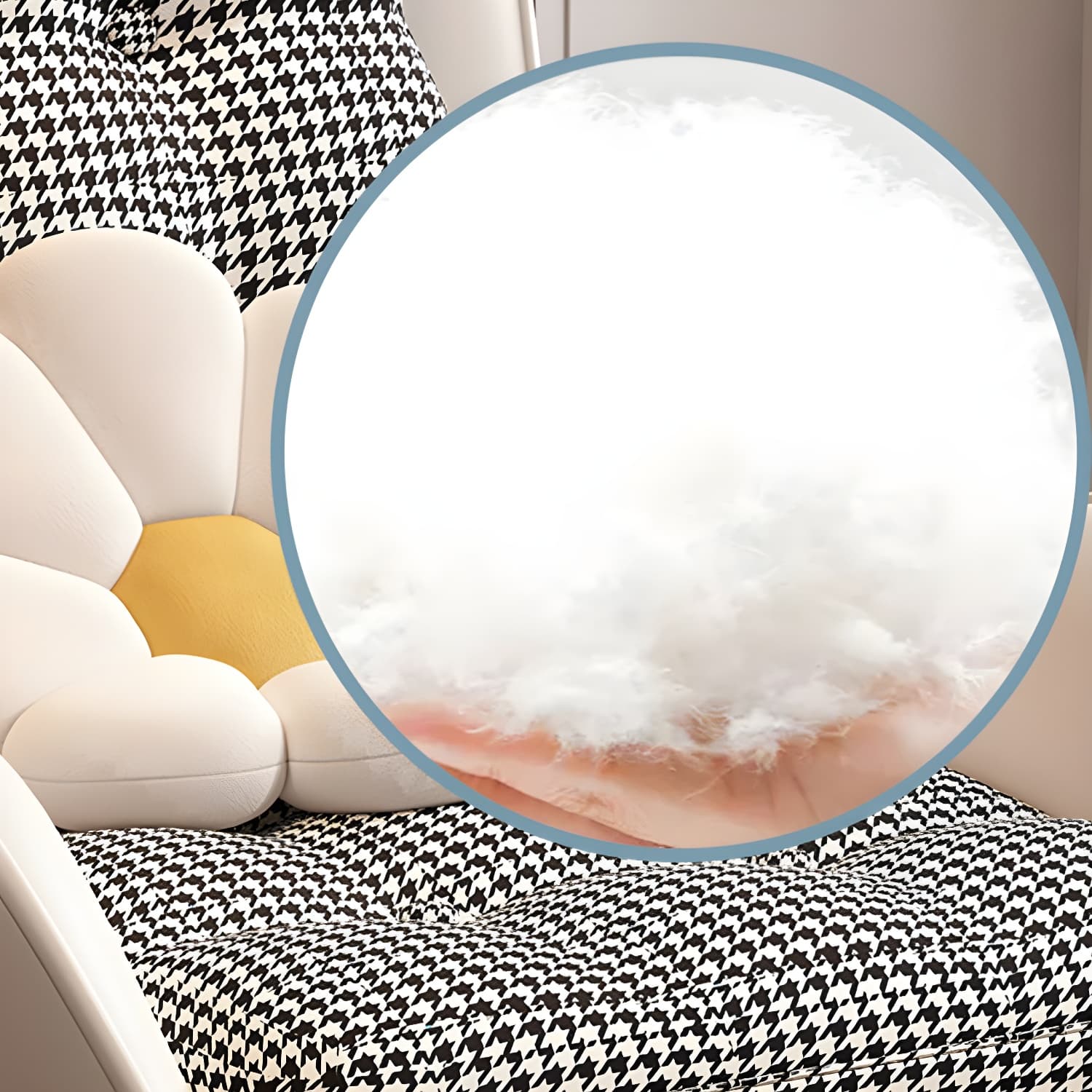 Contemporary Rocking Chair Fabric Upholstered Tufted Wing Chair Back Indoor Rocking Chair - image 11