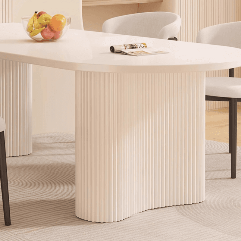 Art Deco Dining Table with Ivory Stone Top, Standard Height, Scratch-shielded, Fixed Table Mechanism - image 10