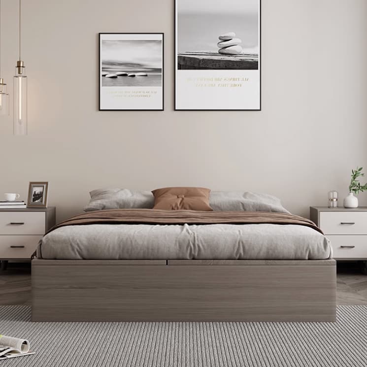 Brown Wood Lift Up Storage Bed with 3 Drawers and Solid Color Design - image 10