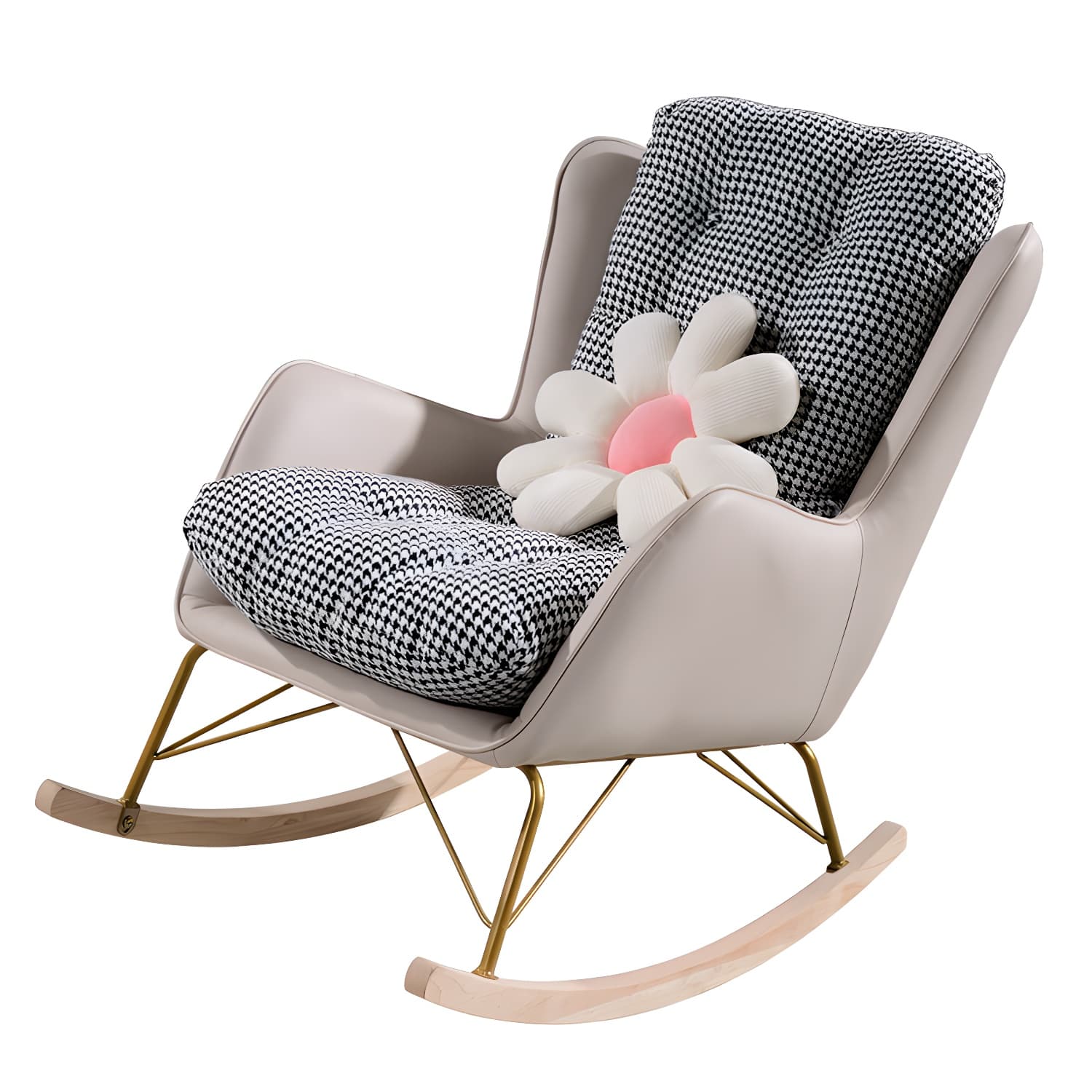 Modern Rocking Chair Metal Frame Doll Cotton Filling Spindle Rocker Chair - image 6