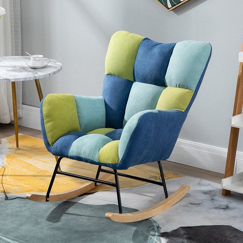 Modish Upholstered Cushioned Rocking Accent Chair 2 Piece Set with Footstool & Recessed Arm, Scratch-tolerant - image 4