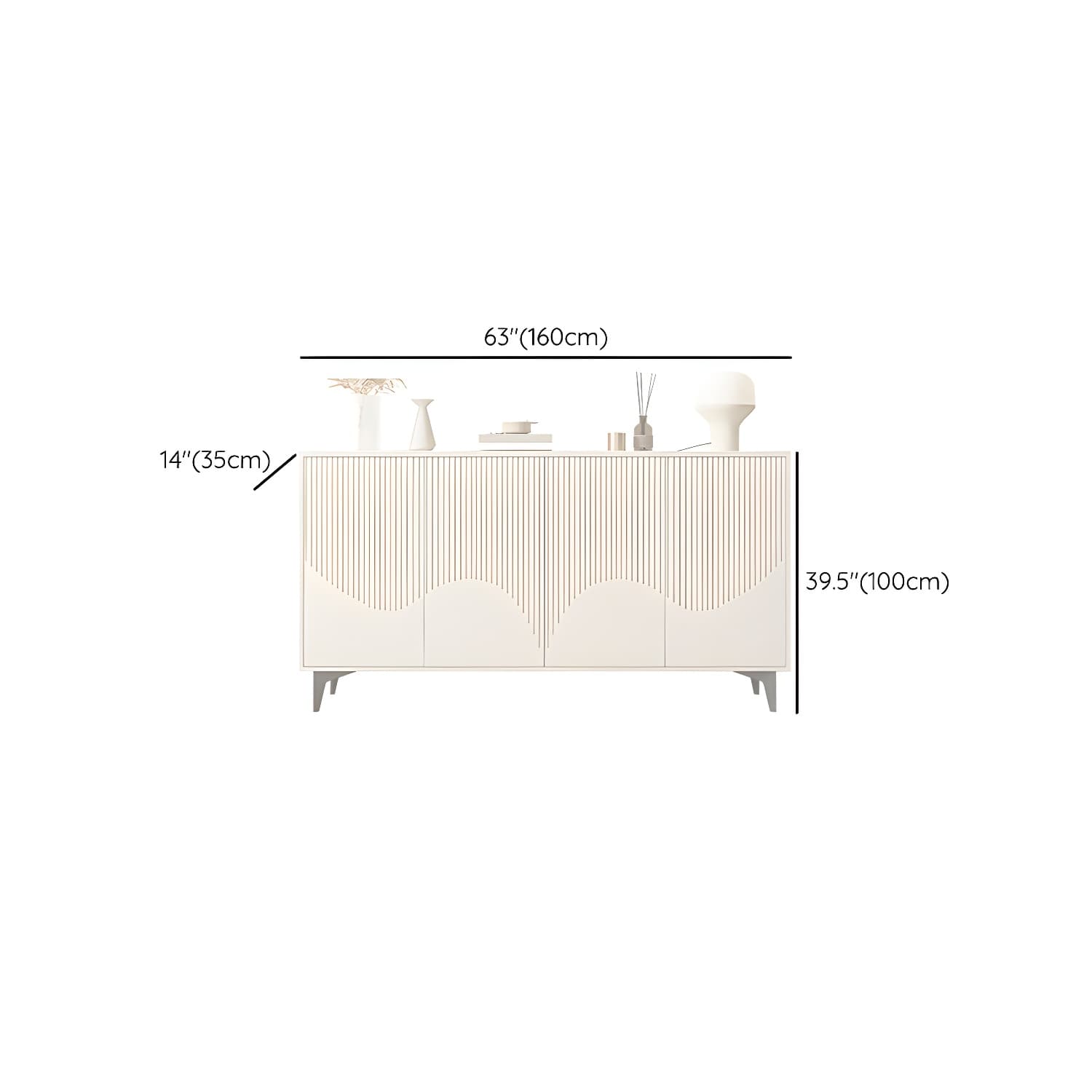 Modern White Wood Sideboard Credenza with Adjustable Shelving and 6 Interior Shelves - image 18
