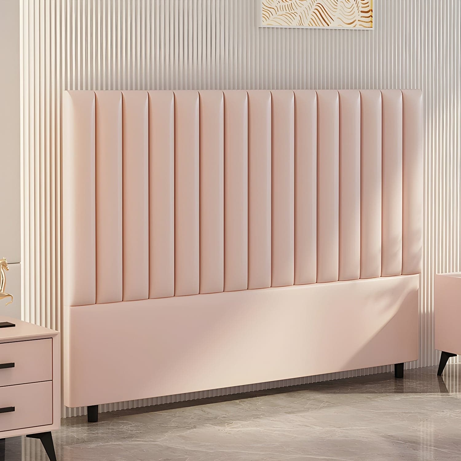 Pine Solid Wood Bed Headboard Freestanding Modern Leather Panel - image 7