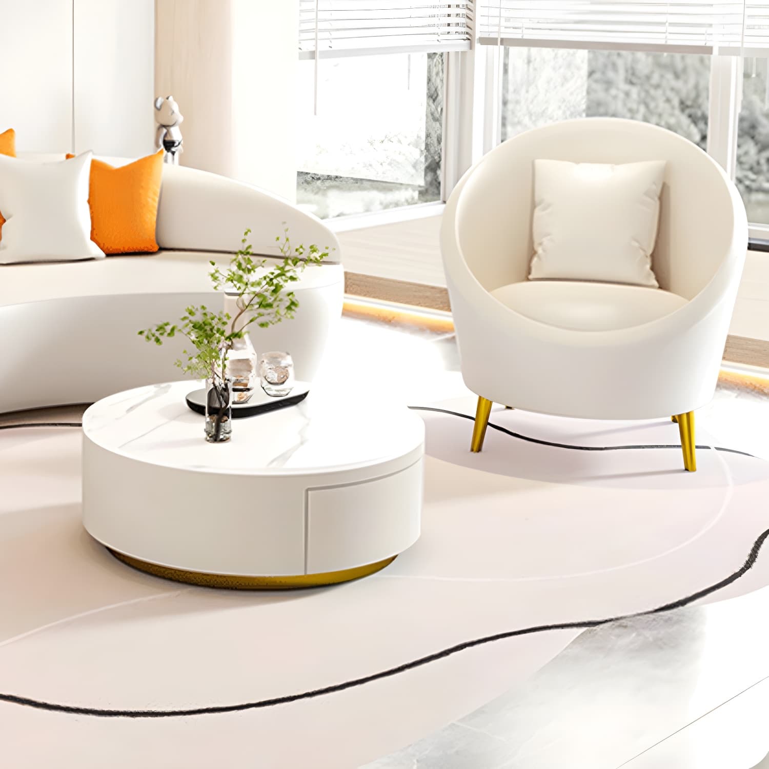 Modern Beige Sectional Sofa with Cushion Back and Wood Frame - image 9