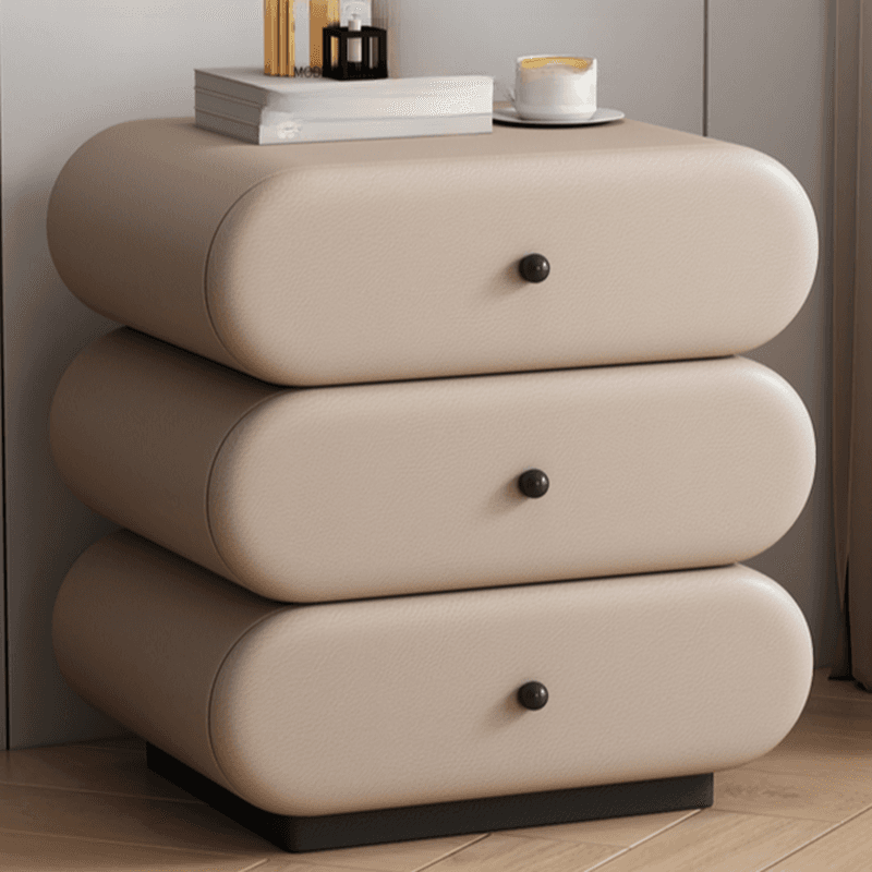 Old School 3-Tier Pleather Countertop Drawer Storage Nightstand - image 9