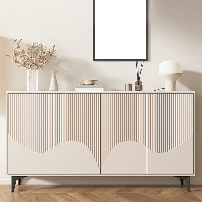 Modern Rectangular Manufactured Wood Accent Cabinet in Beige with Interior Partitions and Metal Legs - image 10
