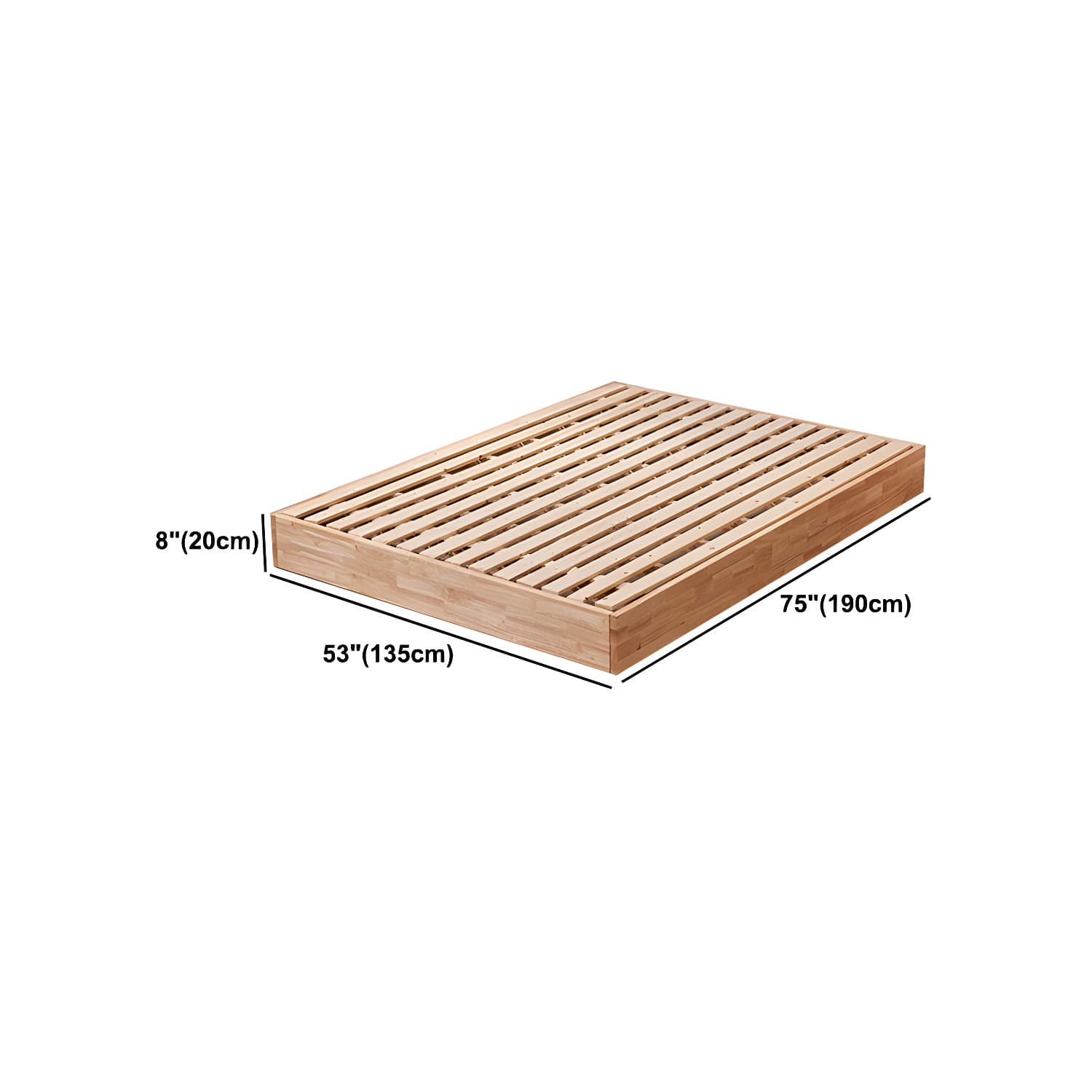 Natural Wood Platform Bed Frame Nordic 7.87-In High Wire-Grid Bed Frame - image 13