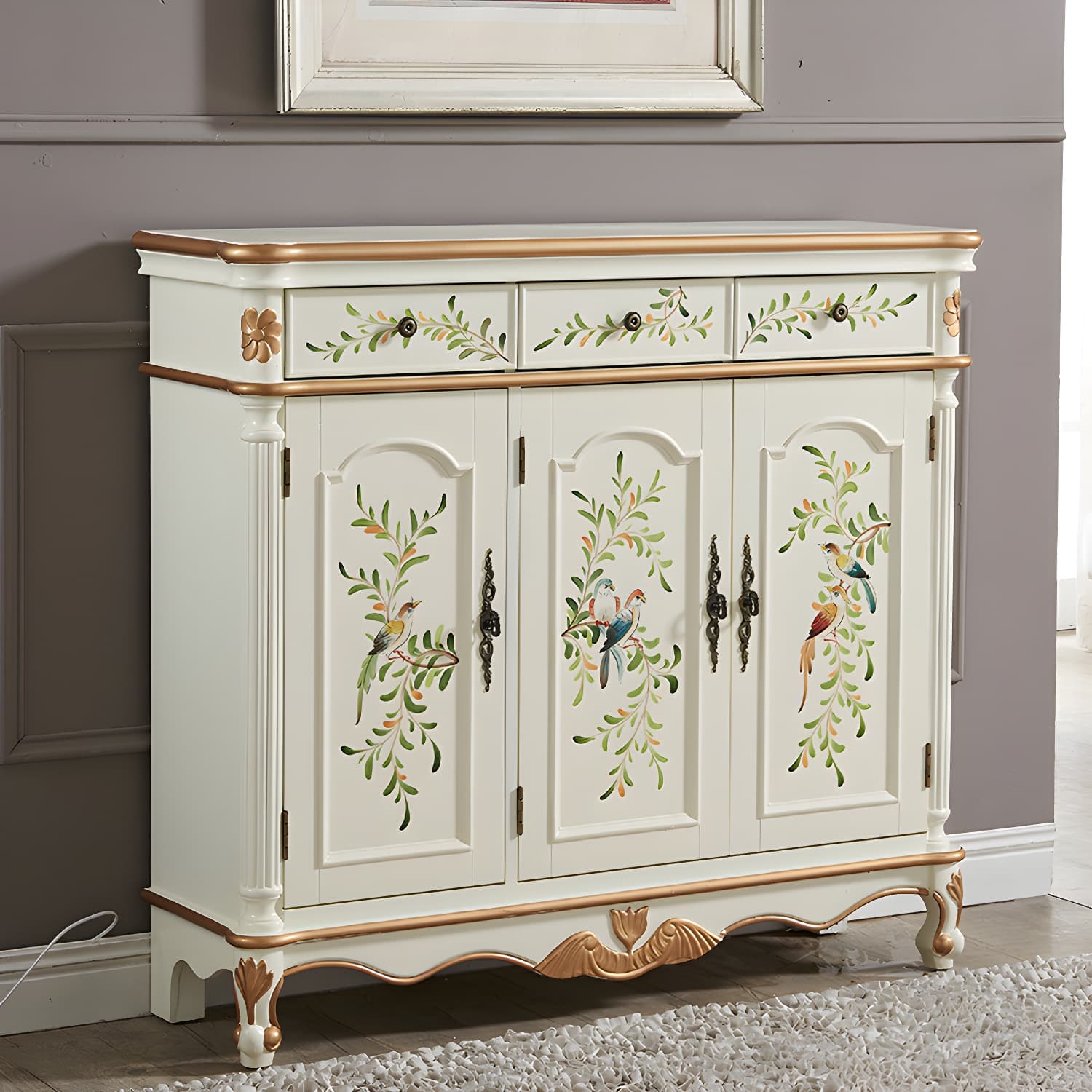 Glam Style Wood Sideboard with Drawers Dining Server for Kitchen - image 8