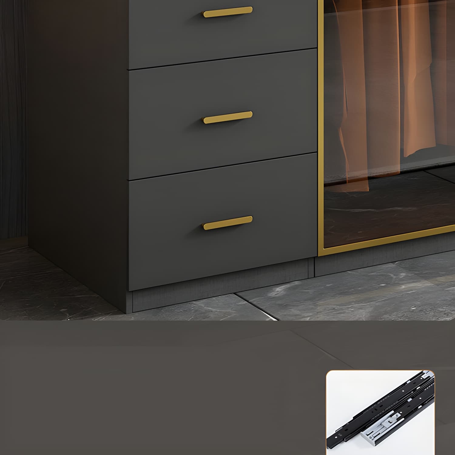 Modern Glass Wardrobe Wardrobe Armoire Wardrobe Cabinet for Home - image 8