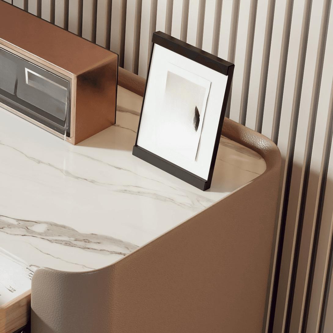 Organic Modern Stone Countertop Bedside Cabinet Nightstand with 3 Drawers - image 13