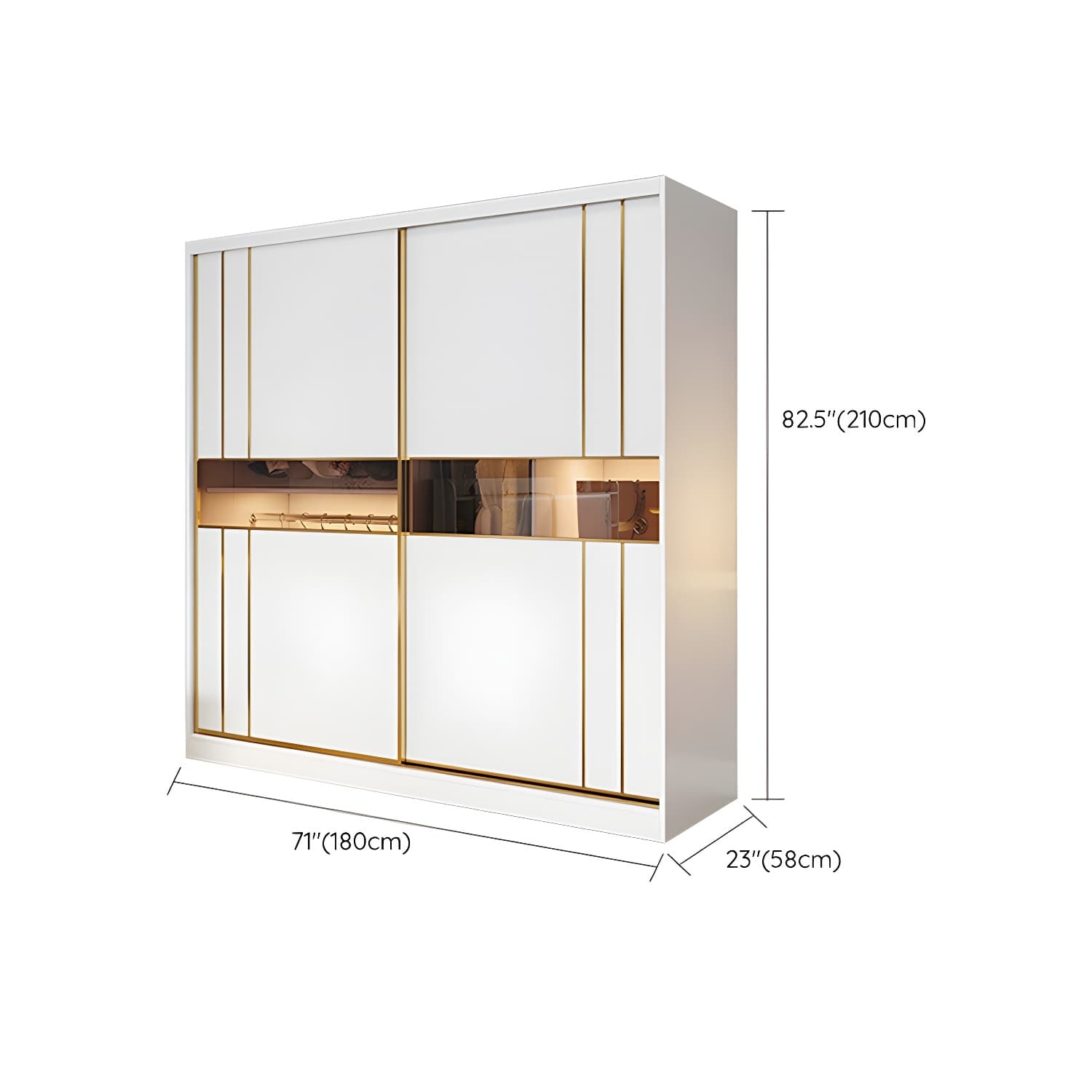 Modern White Wardrobe Armoire with Mirror, Drawers & Clothing Rod - image 16
