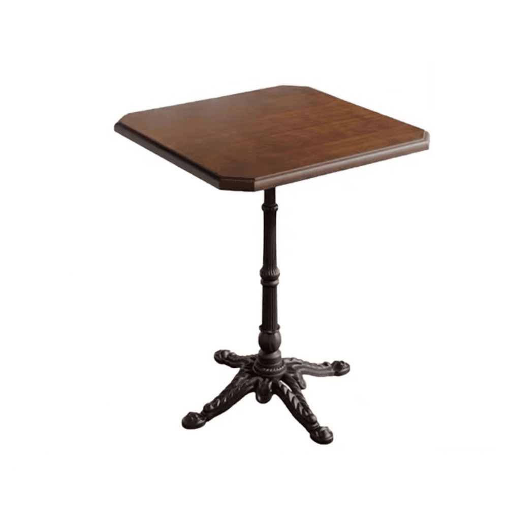 Industrial Natural Wood Finish Dining Table with a Rubber Solid Wood Tabletop and Metal Black Base - image 7