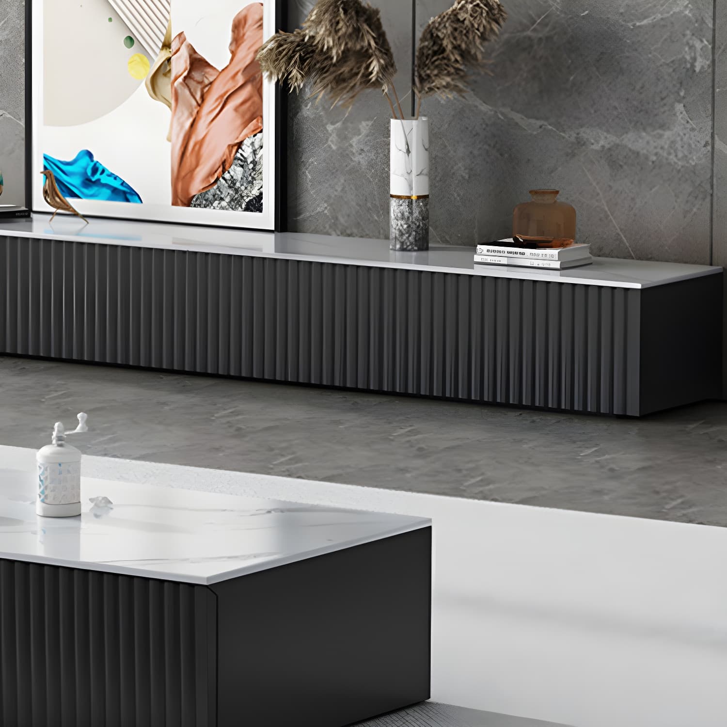 Contemporary TV Stand Console Wood TV Media Stand with Drawers - image 7
