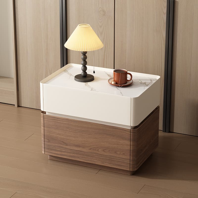 Organic Modern Nightstand With Drawer Organization with 2 Drawers and Stone Countertop - image 5