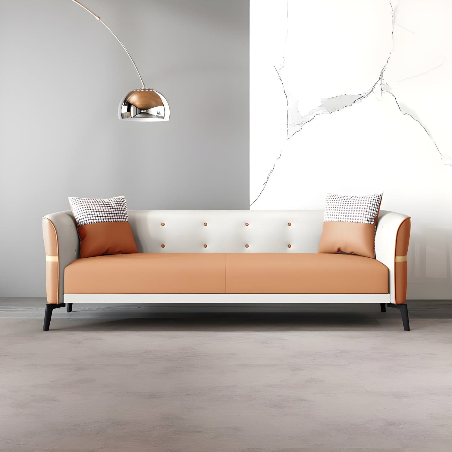 Modern Square Arm Standard Sofa Metal Legs Settee for Living Room - image 9