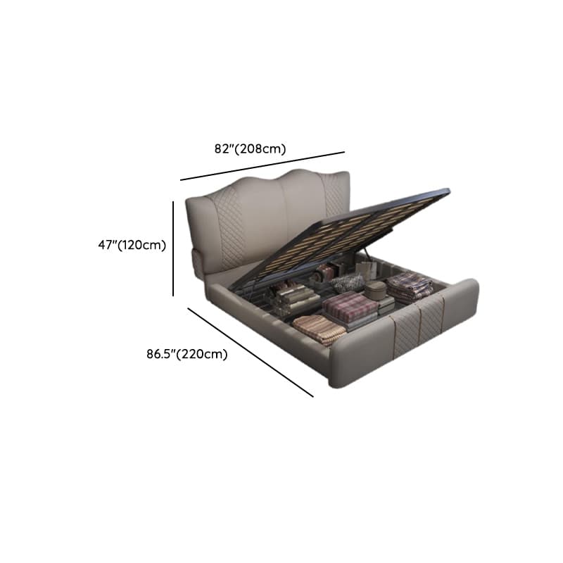 Dove Grey Solid Color Storage Bed with 3 Storage Boxes and Sponge Upholstery for Living Room - image 12