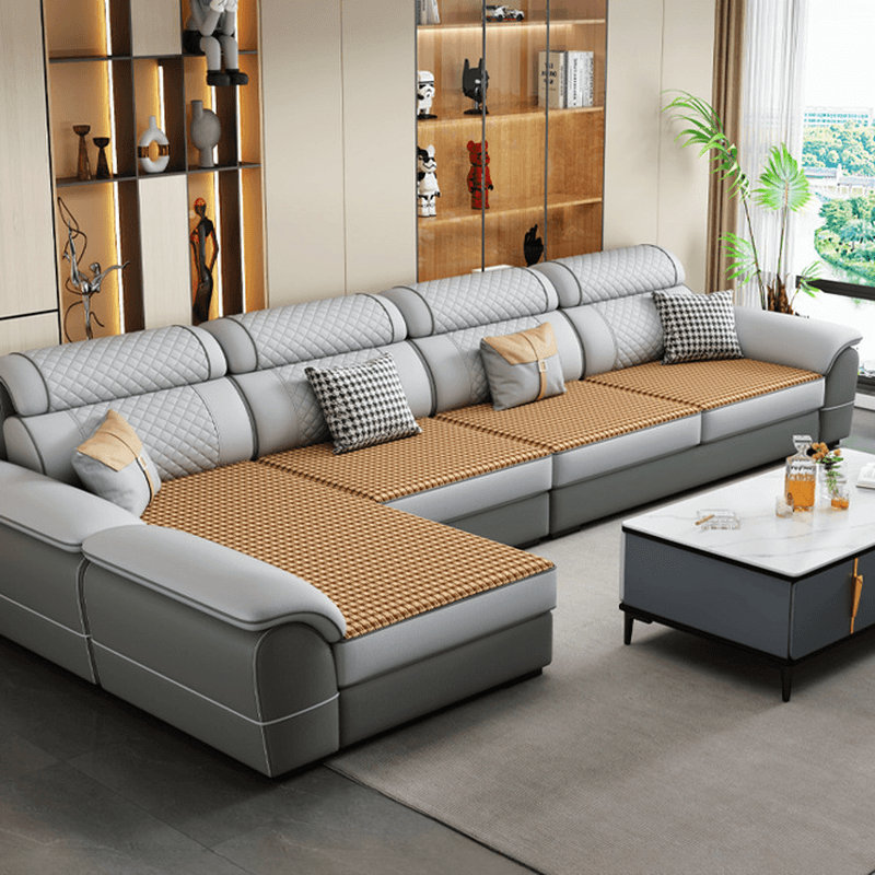 Modern Simple Style Straight/L-Shape Horizontal/Reversible Sofa Couch/Sofa Chaise in Grey with Water-resistant and Pillow Top Arm, 2-piece/3 Pc