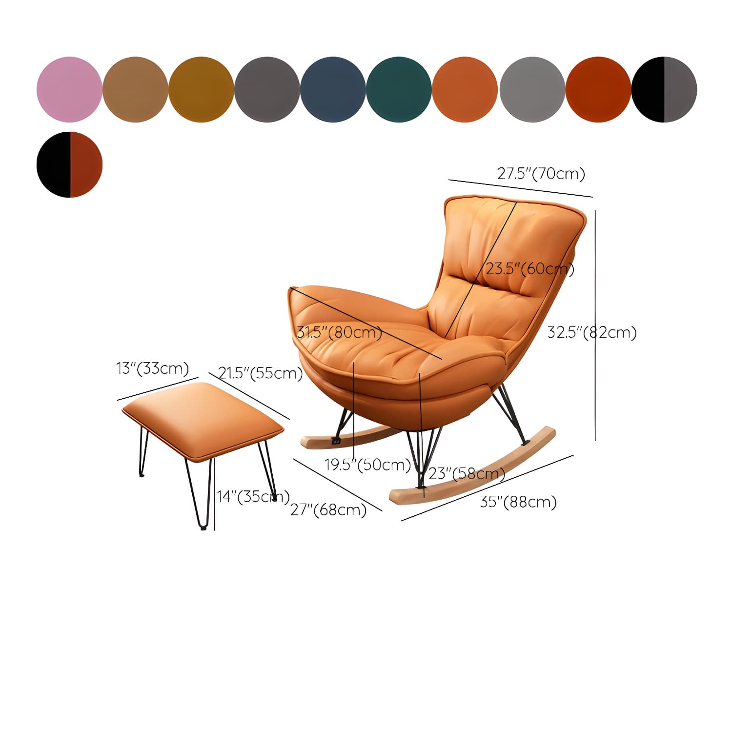 Modern Upholstered Rocker Chair Metal Frame Dirt Resistant Spindle Rocker Chair - image 22