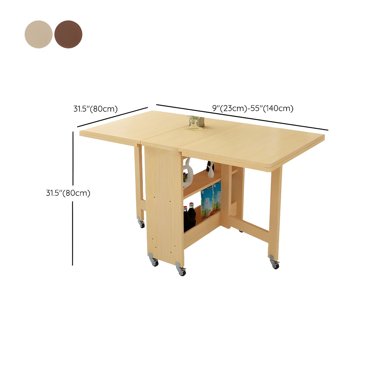 Modern Rectangular Wood Dining Table with Pedestal Base, Seats 4, Drop Leaf Design - image 20