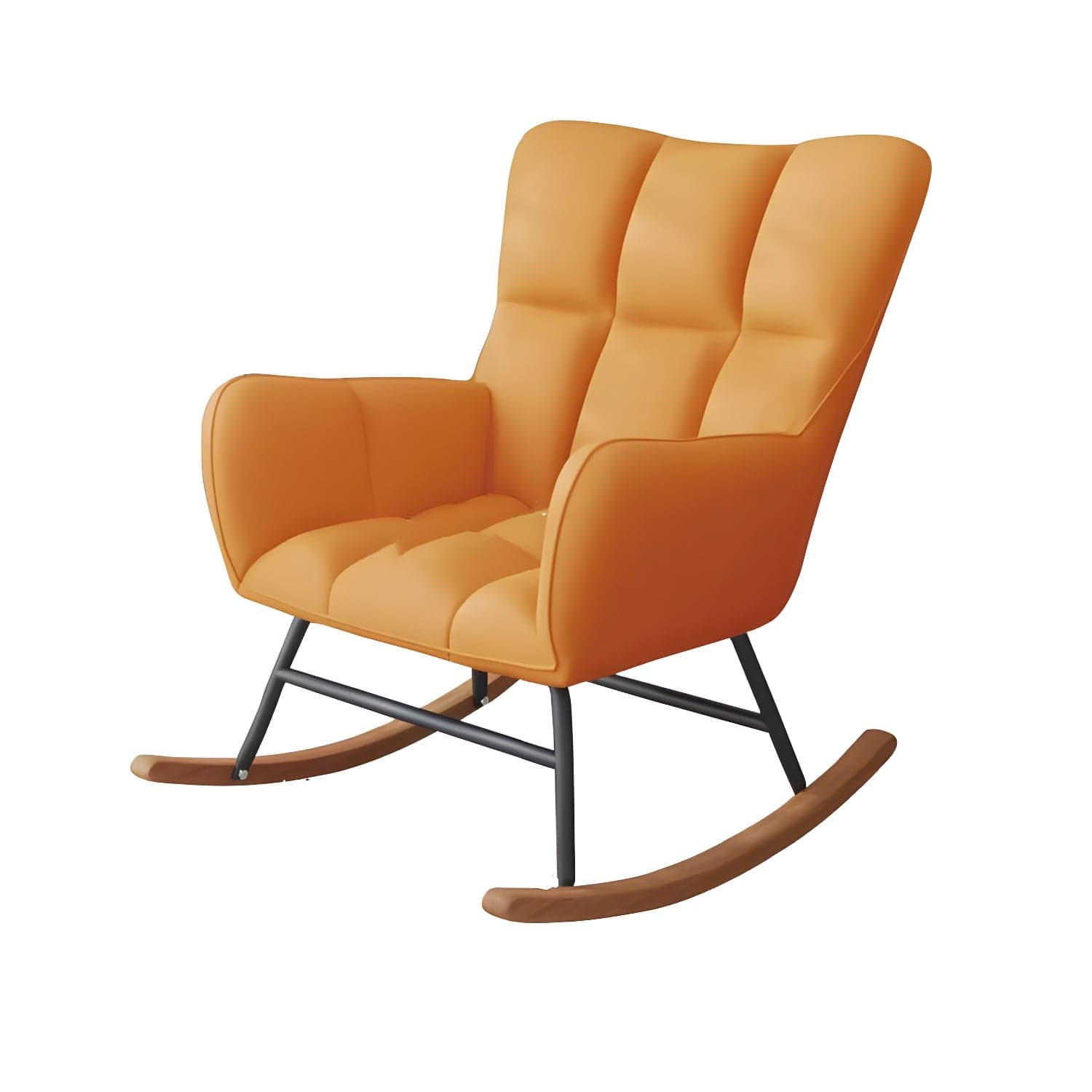 Modern Upholstered Rocking Chair for Comfort and Style - Brown Metal Legs and Track Arms - image 6