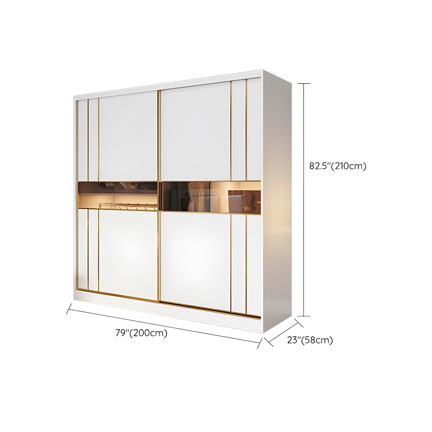 Modern White Wardrobe Armoire with Mirror, Drawers & Clothing Rod - image 17