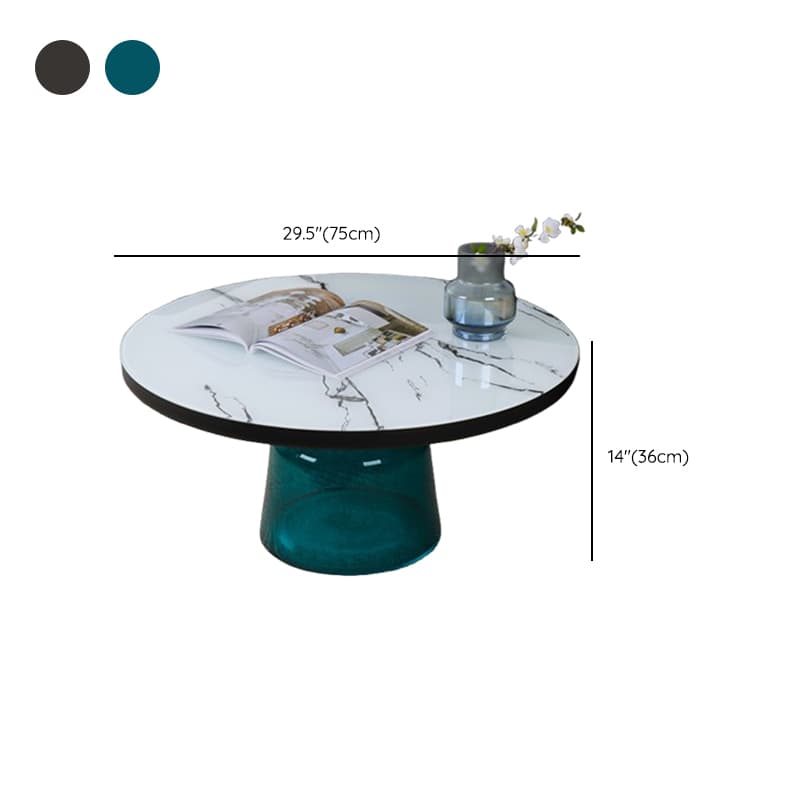Simplistic Single Side Table with Hardened Glass and Plinth Base, Rounded Top - image 27