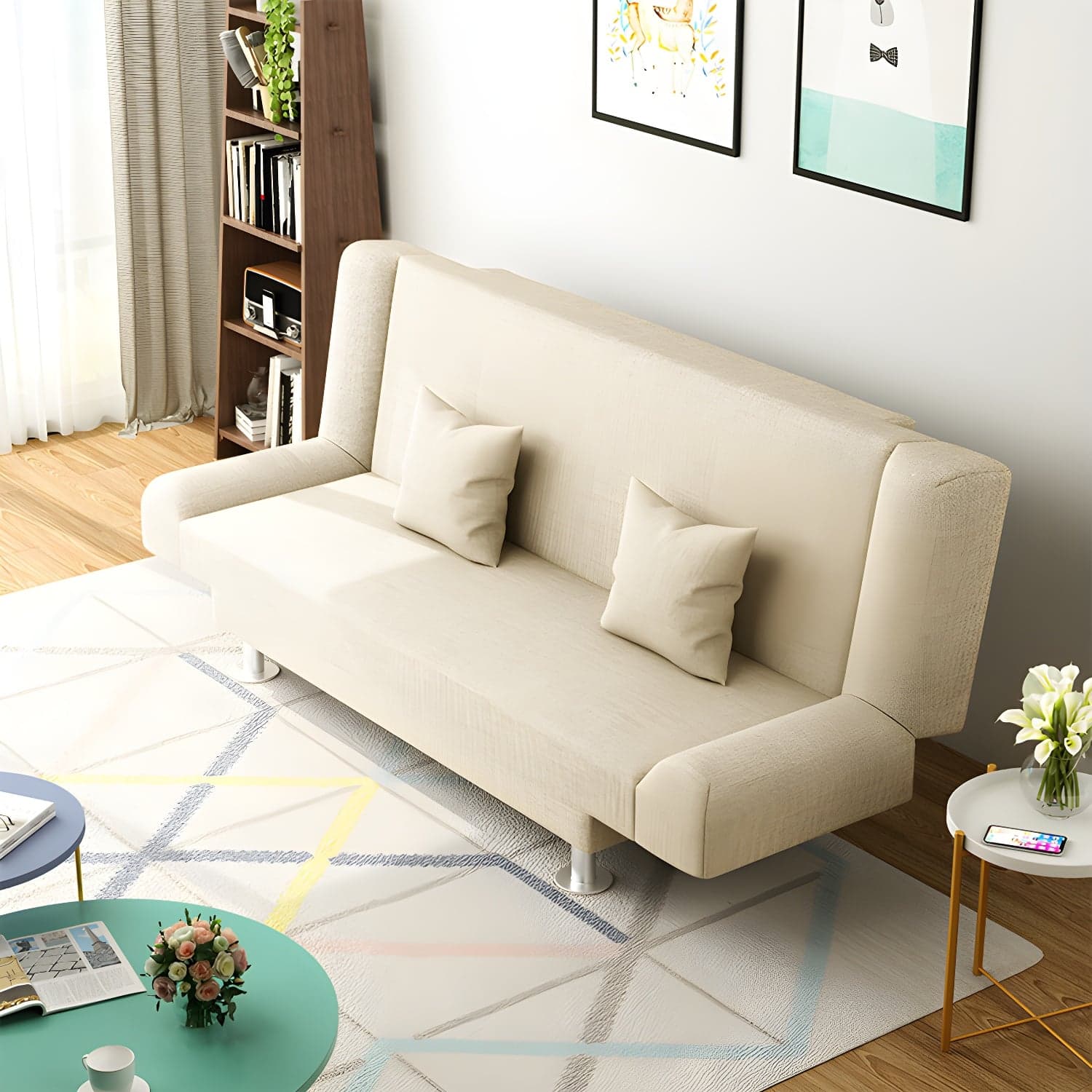 29.53"H Linen Armless Convertible Sleeper Sofa Bed for Living Room - image 12