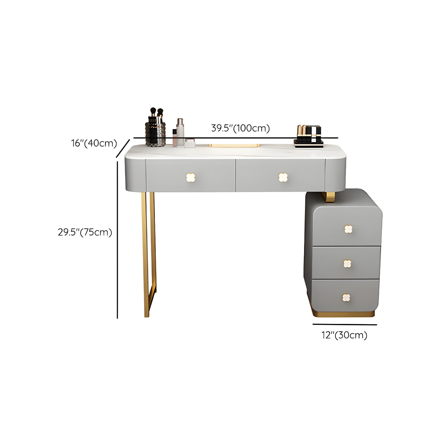 Contemporary Wooden Make-up Vanity with Storage Drawers in Rectangle - image 13