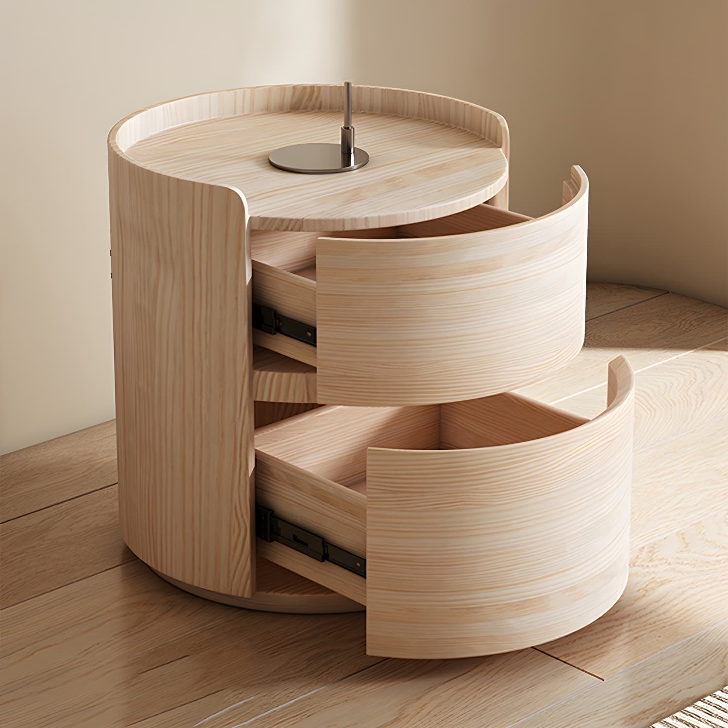 Modern Wood Nightstand with 2 Drawers and No Distressing Brown Color - image 16