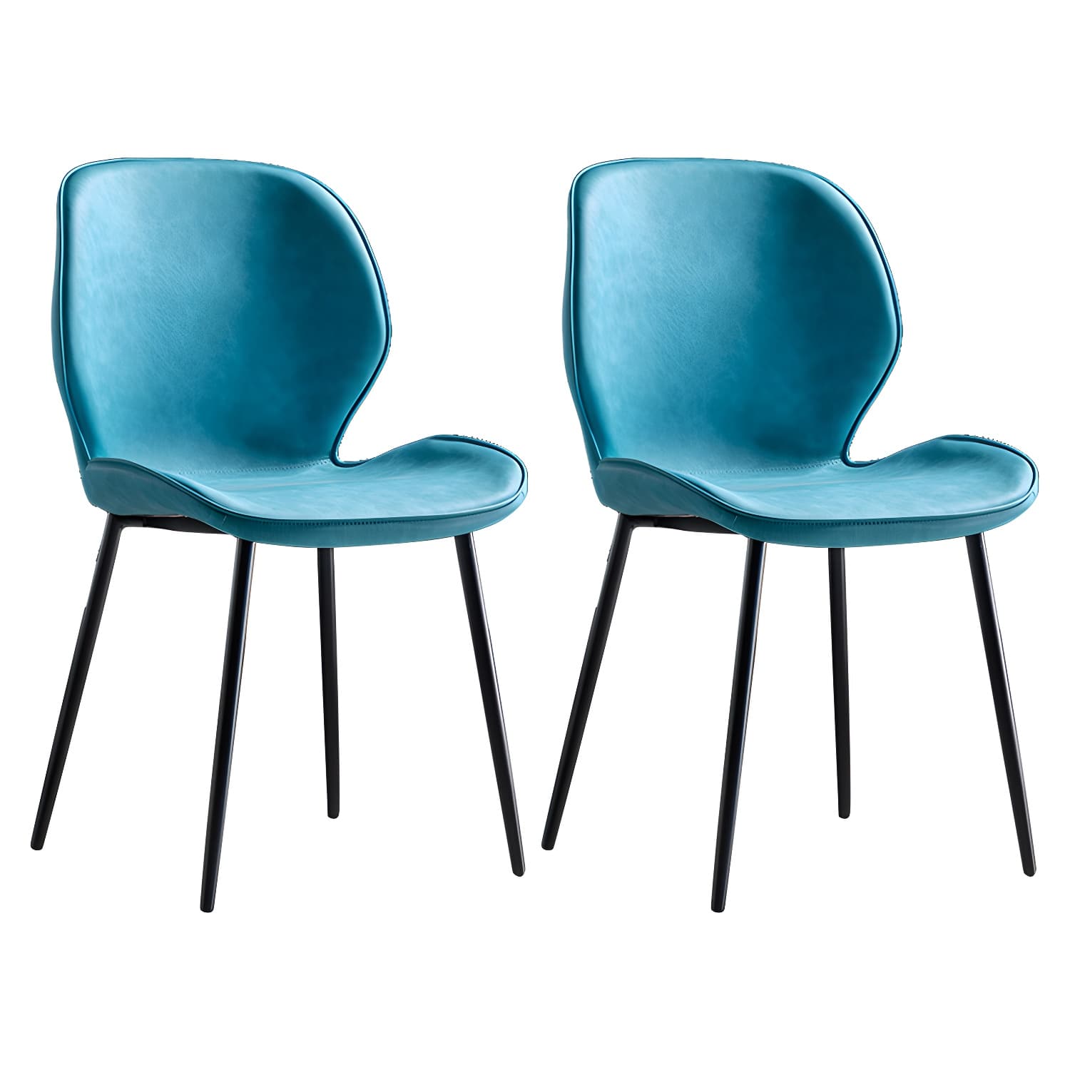 Scandinavian Leather Home Side Chair Matte Finish Wingback Dining Chair (Set of 2)