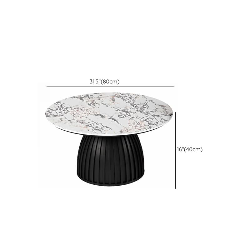 Scratch-repellent White Sintered Stone Rounded 1 Tier Single/Nested Side Table with Single Pedestal Base for Indoor Use - image 13