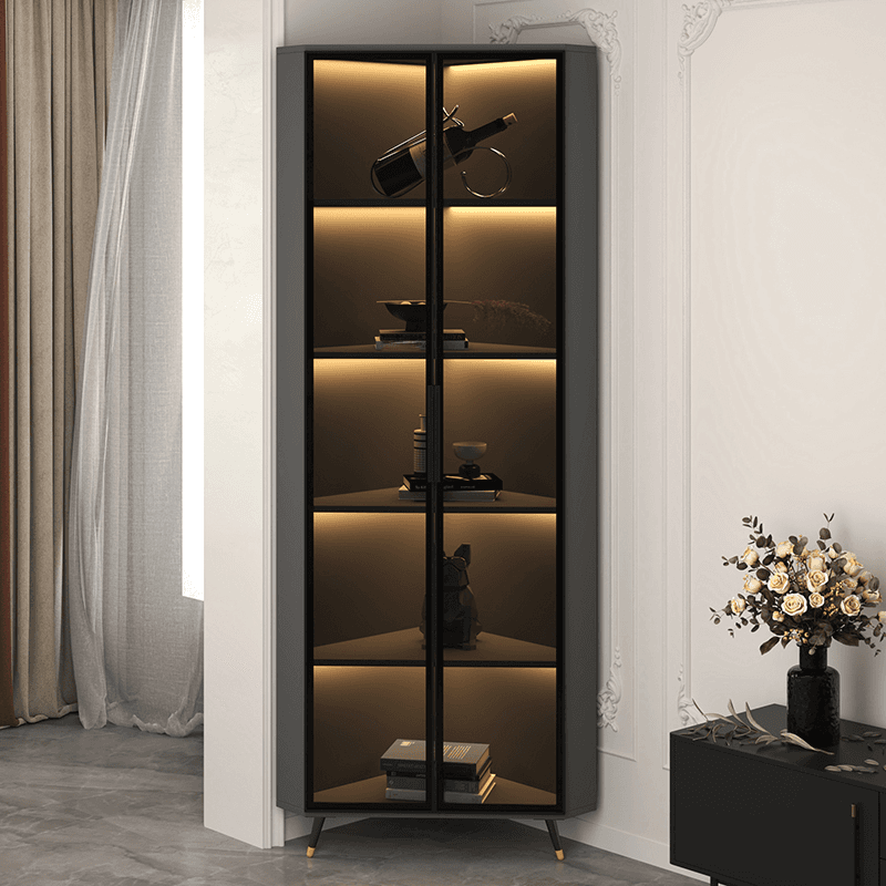 Art Deco Unattached Utility Storage Cabinet with Hydrophobic, Lighting, and Dove Grey Top